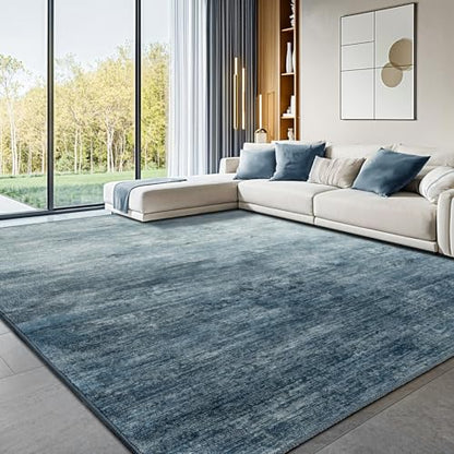 8x10 Washable Area Rug, Blue Solid Area Rugs for Living Room & Bedroom - color: Blue, size: 8' x 10' (Rectangular)