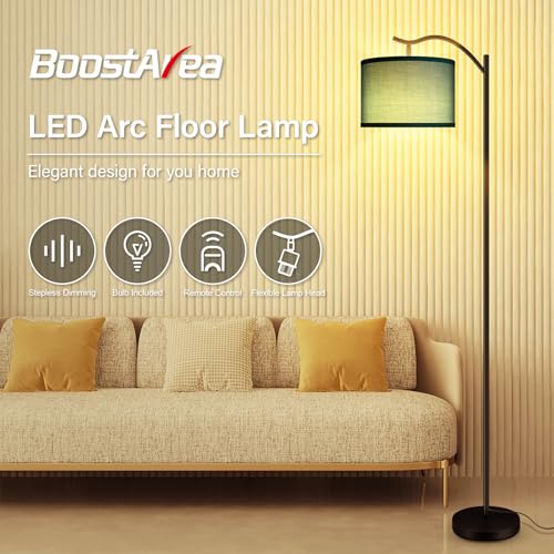 BoostArea Floor Lamp for Living Room,Arc Floor Lamp Remote Control,Stepless Dimmable Brightness & Colors Temperature 2700k-6500k,Foot Switch,Modern Standing Lamp for Bedroom Study Room Office,Green - color: Green