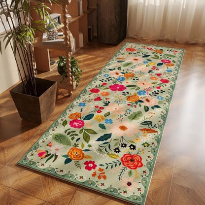 Rugcomf Runner Rug 2x5 Washable, Green - color: Green, size: 2' x 5' (Rectangular)