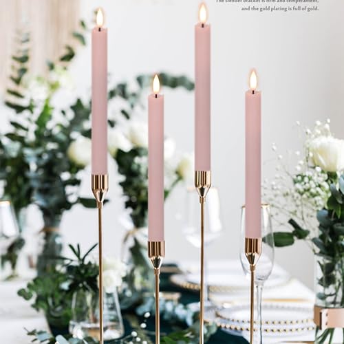 GenSwin Flameless Taper Candles LED Battery Operated Remote Timer Pink - color: Pink