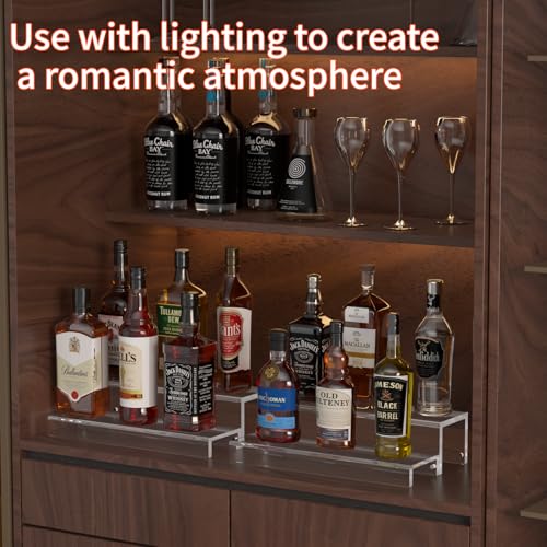 JUESHA 2 Tier Liquor Bottle Display Shelf - color: Clear