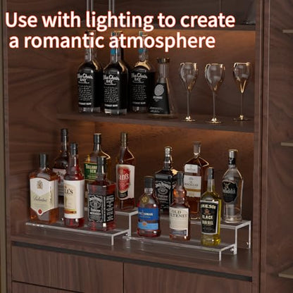 JUESHA 2 Tier Liquor Bottle Display Shelf - color: Clear