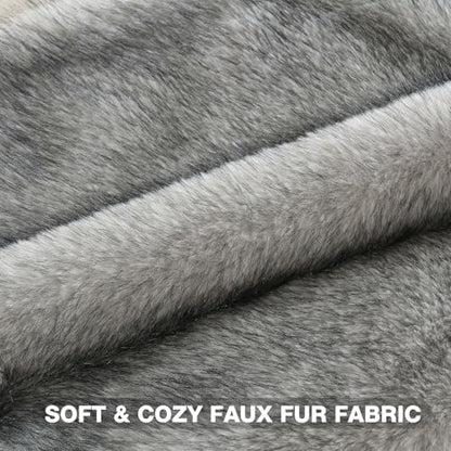 FUTEI Pack of 2 Faux Raccoon Fur Throw Pillow Covers 45 x 45 cm,Black White - color: Black White