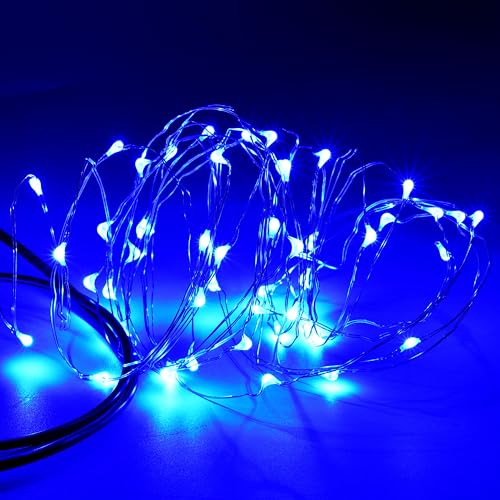 Karlling USB Plug in LED Fairy Lights,50 LED Bulbs 16 Ft Silver Wire Starry String Lights for Bedroom Patio Garden Party Wedding Commercial Lighting (Blue) - color: Blue, size: 50 Leds