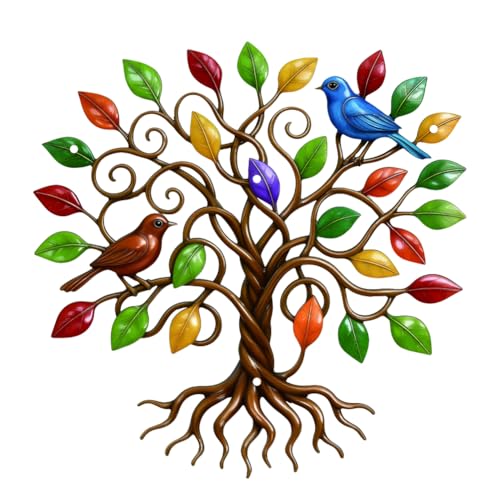 EVERJOYCRAFT Tree of Life Metal Wall Art Decor 10.7" Leaves Wall Sculpture