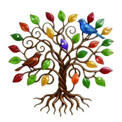 EVERJOYCRAFT Tree of Life Metal Wall Art Decor 10.7" Leaves Wall Sculpture