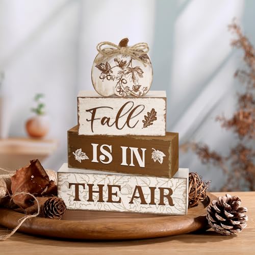 Yousoontic 4 Pcs Fall Pumpkin Figurines Set, Rustic Farmhouse Decor - style: Fall Rustic Pumpkin