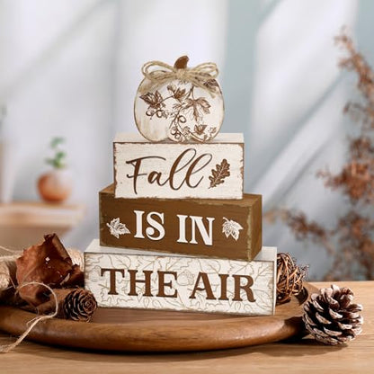 Yousoontic 4 Pcs Fall Pumpkin Figurines Set, Rustic Farmhouse Decor - style: Fall Rustic Pumpkin