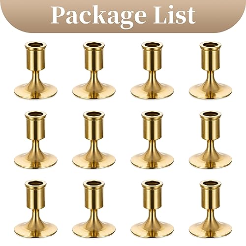 Sziqiqi Gold Candlestick Candle Holders Set of 12, for Wedding Table - color: Gold-style 1, size: 12 Pcs
