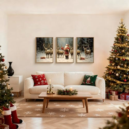 Celestdeco Large Christmas Santa Claus Framed Canvas Wall Art Set-16"x24"x3 - color: Santa Claus Wall Art, size: 16"L x 24"W