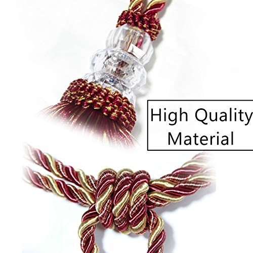 BEL AVENIR 4 Pack Curtain Tiebacks Hand-Woven Holdbacks Tassels Tiebacks - color: Mix Red, size: 4 Pack