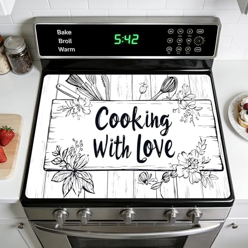 Stove Top Cover for Electric Stoves: All-in-One Heat-Resistant Protector Mat, Non-Slip Kitchen Counter Mat Cooking Design 28''x20'' - color: CH1515