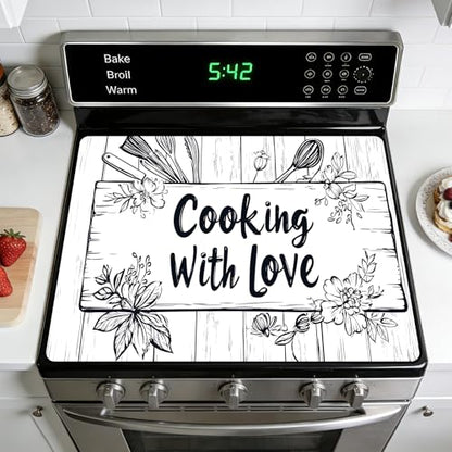 Stove Top Cover for Electric Stoves: All-in-One Heat-Resistant Protector Mat, Non-Slip Kitchen Counter Mat Cooking Design 28''x20'' - color: CH1515