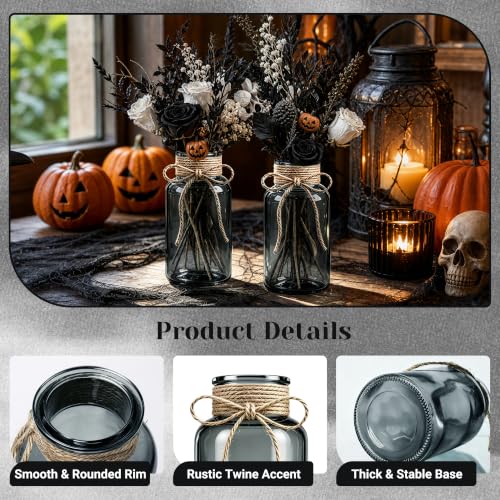 Mason Jar Glass Vases 6 Pack, Black Flower Vase for Centerpieces - color: Black