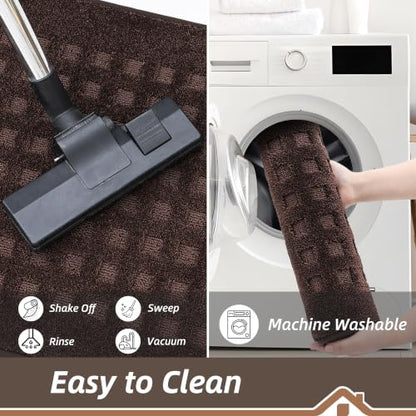 BEQHAUSE Dirt Trapper Door Mats 32"x48", Non Slip Washable, Dark Brown - color: Dark Brown, size: 32" X 48" (Rectangular)