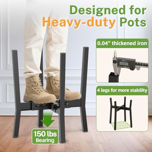 iDavosic.ly Adjustable Metal Plant Pot Stand, Fits 8-12 Inch Planter, Black - color: Metal Black, size: 1 Pack