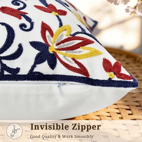 Paisley Floral Embroidered Pillow Covers 18x18 Inch Set of 1 - color: Paisley Garden