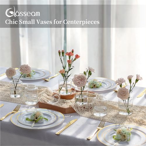 Glasseam Bud vases Set of 12: Glass Vases for Centerpieces Modern Small Vases for Home Table Shelf Wedding Party Decoration - Clear Vase for Flowers Stem Roses Tuilps Cuttings - size: 12Pcs