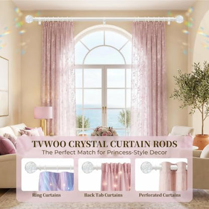 TVWOO White Rainbow Curtain Rods Adjustable Heavy Duty Crystal Ball,36-88" - color: White, size: 36-88" ( 1pack )