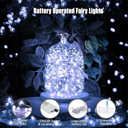 6 Pack Fairy Lights Battery Operated String Lights w/ Timer,2 Remotes,20LED - color: Cool White, size: 6.5ft