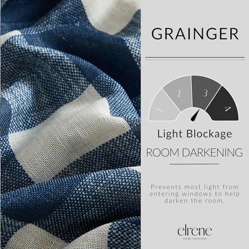 Grainger Buffalo Check Blackout Window Curtain, Indigo - 52" W x 84" L - color: Indigo, size: 52"W x 84"L (Pack of 1)