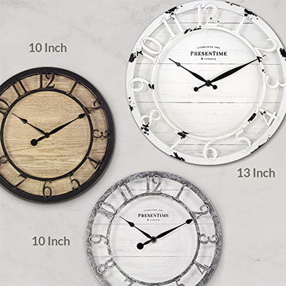 Presentime 13" Farmhouse Series Wall Clock - color: Antique Distressed White, size: 13 inch