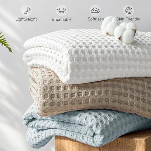 Exclusivo Mezcla 100% Cotton Blanket King Size for Bed, Ice Blue - color: Ice Blue, size: King (104" x 90")