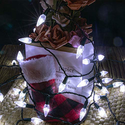 AWQ 200LED 66FT C6 Christmas String Lights Plug in Fairy Twinkle Multicolor - color: White