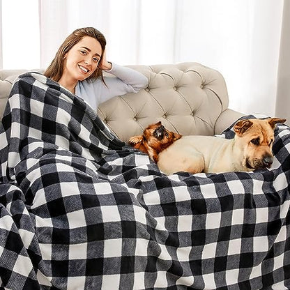BEDELITE Buffalo Plaid Flannel Fleece Throw Blanket for Couch - color: Black & White Buffalo, size: Throw(50"x60")