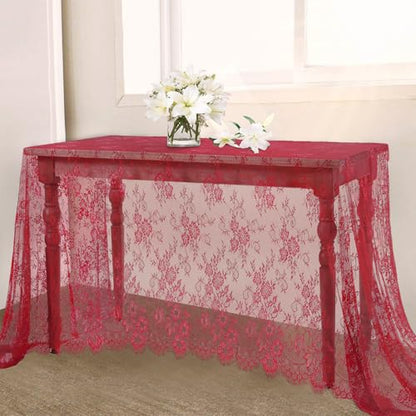 Red Lace Tablecloth Rustic Table Fabric 60x120 Inch for Wedding Christmas - color: Red, size: 120" x 60" (1Pc Rectangular)