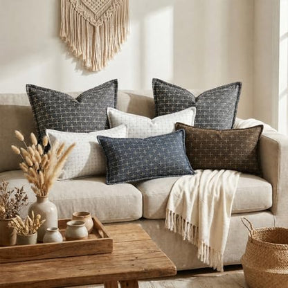 AVOIN colorlife Beige Flange Edge Throw Pillow Covers 20x20 Inch 2PC - color: Beige, size: 20" x 20" (Pack of 2)