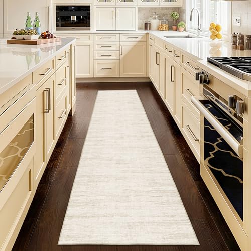 Kitchen Runner Rug 2.5x8 Runners for Hallways，Abstract Washable Runner Rugs Non-Slip Backing Rug Runner, Stain Resistant 8ft Runner Rug,Soft Floor Carpet Rugs for Bedroom，Laundry Room - color: Beige, size: 2'6" x 8' (Runner)
