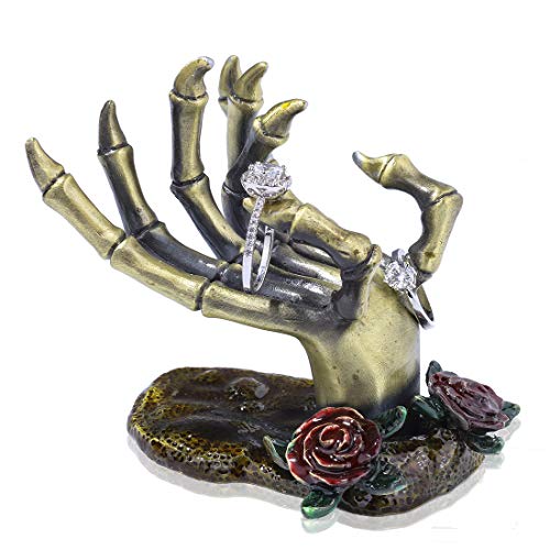 YU FENG Gothic Skeleton Hand Jewelry Holder Ring Necklace Display Stand - style: Rose Skeleton Hand