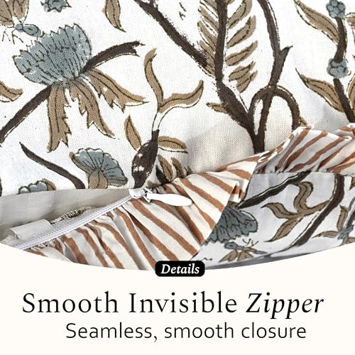 CPC Autumn Vine Block Print Ruffle Pillow Cover 18x18 Inch, Pack of 2 - color: Autumn Vine, size: 18" x 18" (Pack of 2)