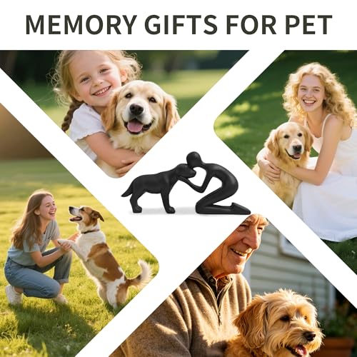Cute Dog Sculpture Dad Gift Abstract Figurine Home Shelf Decor - color: Black