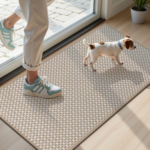 U'Artlines Front Door Mat 17"x29",Indoor Outdoor Floor Mats, Beige - color: Beige, size: 17"x29"
