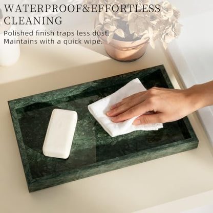 Marble Trays with Anti Slip Foot Pads,11.8x7.9x1.2in,Emerald Green - color: Emerald Green