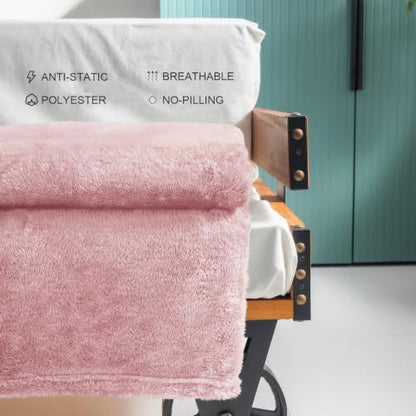 Exclusivo Mezcla Fuzzy Large Fleece Throw Blanket for Couch, Dusty Pink - color: Dusty Pink, size: 50x70 IN