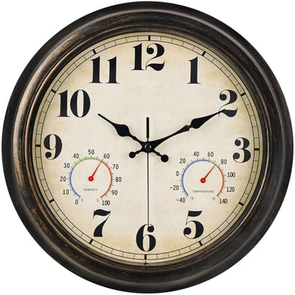 zyzamay 13 Inch Outdoor Clock with Thermometer and Hygrometer,BlackGold - color: 13 Th Blackgold