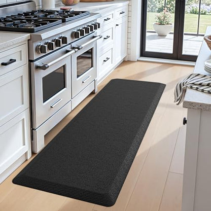 DEXI Anti Fatigue Kitchen Mat Cushioned, 20x47 Waterproof Runner Rug Black - color: Black, size: 47"L x 20"W x 0.9"Th