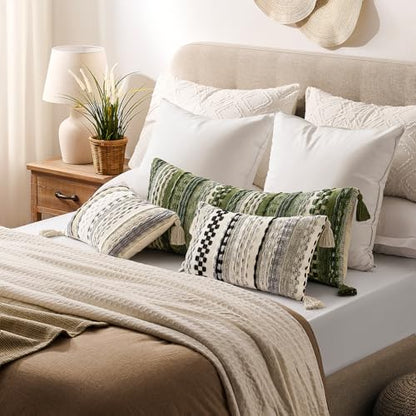 Kevin Textile Boho Tufted 18x18 Inch Pillow Cover 1 Pack, Green - color: Green, size: 18" x 18" (Pack of 1)