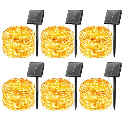 Solar String Lights, 6 Pack Total 198Ft 600 LED Fairy Lights Warm White - color: Warm White, size: 33FT*6Packs