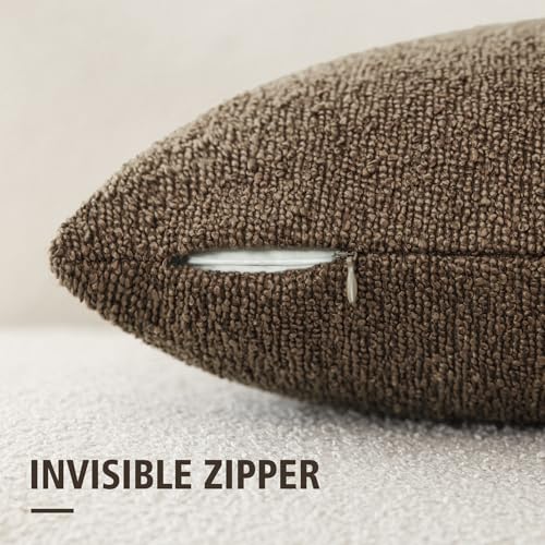 Foindtower Decorative Textured Boucle Throw Pillow Covers 16x16 Chocolate - color: Chocolate, size: 16" x 16" (Pack of 2)