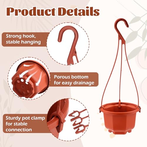 Roshtia 24 Pcs Hanging Planter Pot with Hook, Brown, 3.7 Inch - color: Brown, size: 3.7 Inch