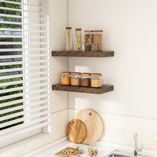 RICHFOCUS Bathroom Floating Shelves for Wall 2Pack|Rustic Brown|16" L - color: Rustic Brown, size: 15.7"L x 8"D, Set of 2
