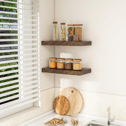 RICHFOCUS Bathroom Floating Shelves for Wall 2Pack|Rustic Brown|16" L - color: Rustic Brown, size: 15.7"L x 8"D, Set of 2