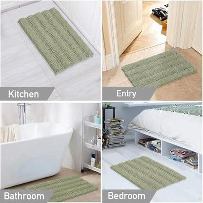 Turquoize Small Bathroom Rug 17x24, Soft Chenille Bath Rug, Eucalyptus - color: Eucalyptus, size: 17" x 24"