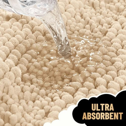 OLANLY Thick Large Bathroom Rugs 50x30, Soft Chenille Bath Rugs, Beige - color: Beige, size: 50" X 30"
