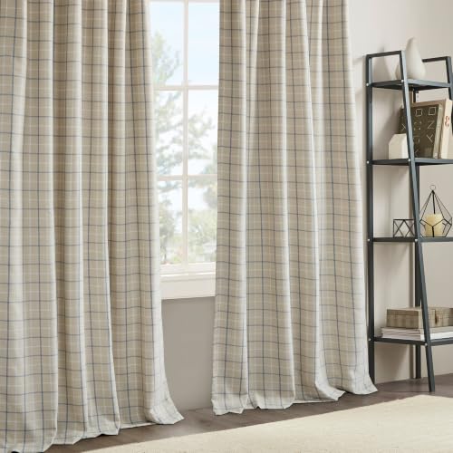 Madison Park Plaid Curtain Thermal Insulated, 1 Panel, 50x84 Linen Blue - color: Rod Pocket & Back Tab, Linen Blue, size: 50"W x 84"L (Pack of 1)