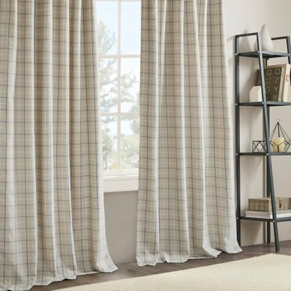 Madison Park Plaid Curtain Thermal Insulated, 1 Panel, 50x84 Linen Blue - color: Rod Pocket & Back Tab, Linen Blue, size: 50"W x 84"L (Pack of 1)